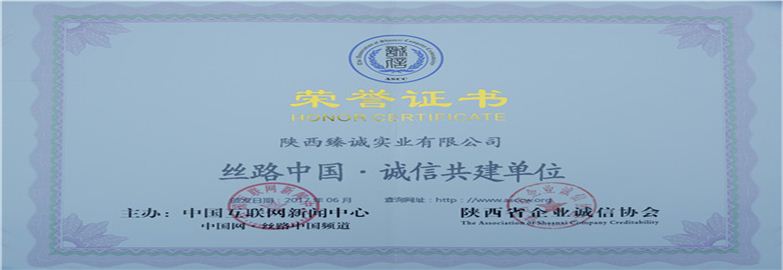 陜西臻誠實(shí)業(yè)集團(tuán)有限公司榮譽(yù)證書